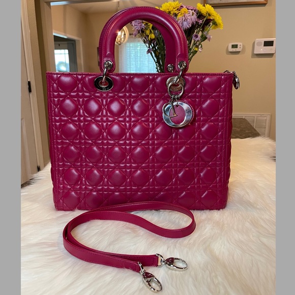 Dior Handbags - Lady Dior Pink Cannage Tote Bag
